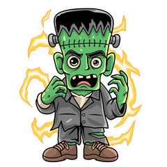 Frankenstein cartoon vector Character Halloween 