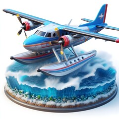 Guests Enjoy a Futuristic Yacht in Serene Tropical Waters, Sleek Airplane Under Brilliant Blue Sky - A Symbol of Innovation and the Spirit of Exploration