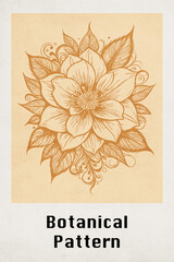 Botanical illustration for printing on wall decorations. Pattern for covers, business cards. Generated by Ai