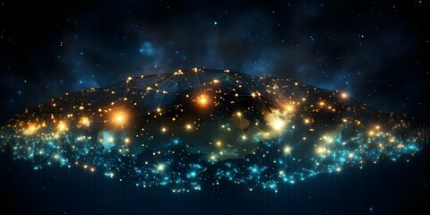 Interconnected Dots: Symbolizing Global Collaboration and Communication. Concept Global Collaboration, Communication, Interconnected Dots, Symbolism