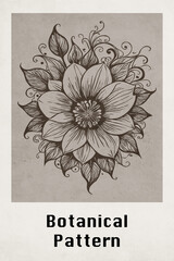 Botanical illustration for printing on wall decorations. Pattern for covers, business cards. Generated by Ai