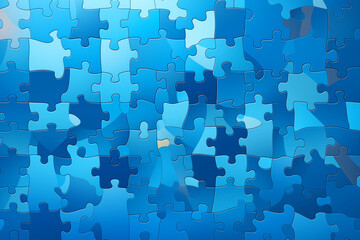 An abstract of puzzle pieces on blue background