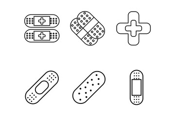 Adhesive Bandages Vector Icons for Medical and First Aid