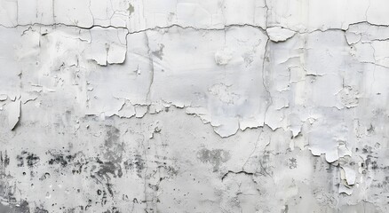 White Concrete Wall with Cracks and Worn Edges