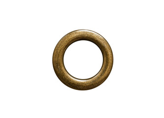 Golden brass metal eyelet grommet ring isolated cutout on transparent