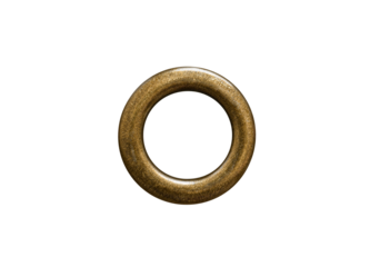 Golden brass metal eyelet grommet ring isolated cutout on transparent