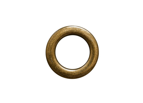 Golden brass metal eyelet grommet ring isolated cutout on transparent