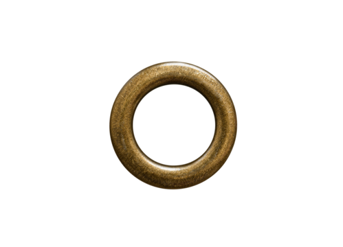 Golden brass metal eyelet grommet ring isolated cutout on transparent