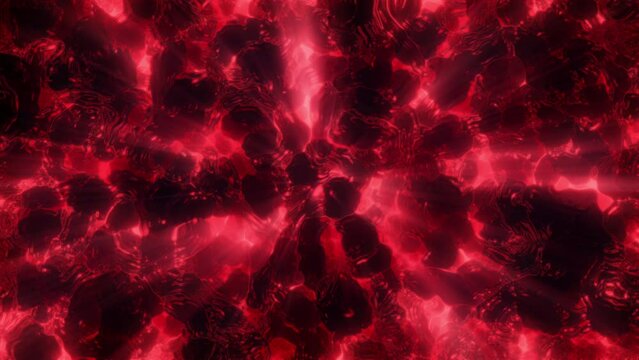A motion background of abstract caustic and liquid effects continually morphing a moving with shimmering detail.