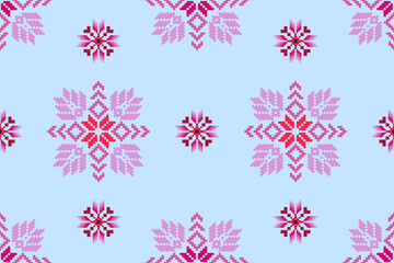 Pixel ethnic pattern oriental traditional. design fabric pattern textile African Indonesian Indian seamless Aztec style abstract vector illustration for print clothing, texture, fabric, wallpaper, dec