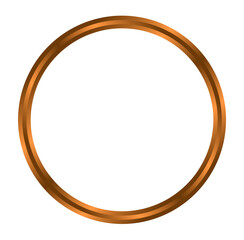 Brown copper metal frame isolated on transparent background. PNG
