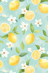seamless pattern with lemons and lime