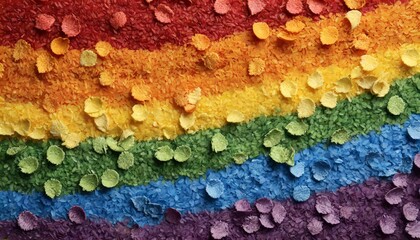 texture of flakes in the colors of the lgbt flag closeup