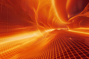 Dynamic 3D Abstract Illusion in Mesmerizing Orange, Ideal for Digital Art and Futuristic Aesthetic...