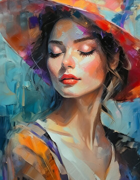 Woman oil portrait painting