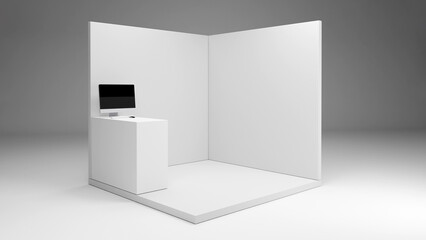 Empty Exhibition Booth Mockup, 3d render