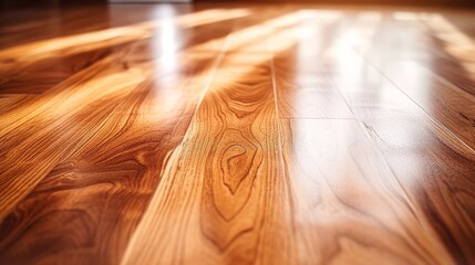 Obraz premium Well-maintained parquet wooden floor, with soft lighting creating a cozy atmosphere