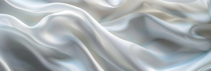 Obraz premium Closeup of a copy space image showcasing the delicate and textured ripples in a piece of white silk fabric