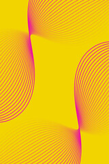 Abstract background with waves for banner. Standart poster size. Vector background with lines. Element for design isolated on yellow. Pink and yellow gradient. Brochure, booklet. Summer, spring