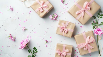Gift boxes with white backdrop Celebrating International Women s Day