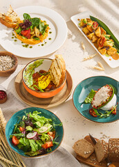 Assorted Vegetarian Dishes in a Gourmet Lenten Menu Display for Healthy Dining