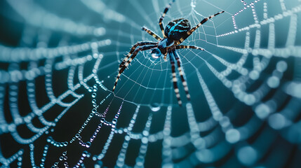 Fototapeta premium European Garden Spider in Web Center.