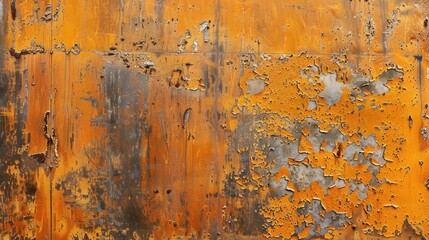 Scratched old metal surface in orange brown color Suitable background for design. Rusty steel background. Vintage old metal material texture grunge 