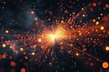Abstract particle explosion on dark background