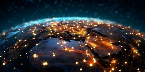 Global Interconnectivity: A Digital Network Symbolizing Collaboration and Communication in the Modern World. Concept Globalization, Technology, Collaboration, Digital Network, Modern Communication