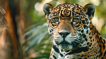 Female Jaguar in adulthood gazing in a different direction from the camera