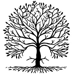 Obraz premium Tree with roots B&W