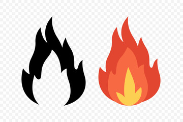 Vector Fire Flame Icon Set. Campfire Sign, Design Template. Bonfire, Isolated, Front View. Vector Illustration