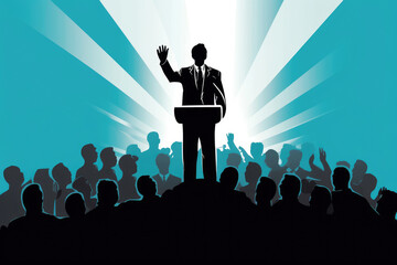 generated illustration politician making speech in front of audience