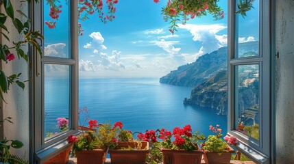 view from window to the sea