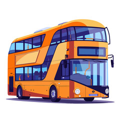 recreational double decker bus vector flat isolated illustration on white background