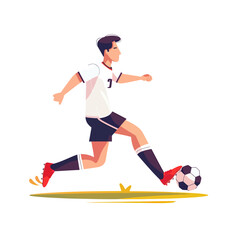 Obraz premium recreational football player kicking football vector flat isolated illustration on white background