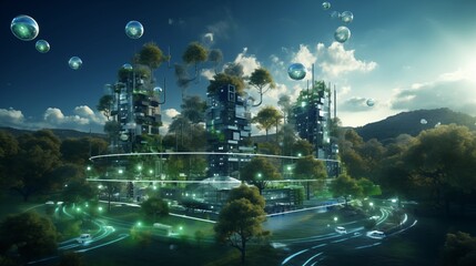 AI-powered urban planning with smart infrastructure and green spaces