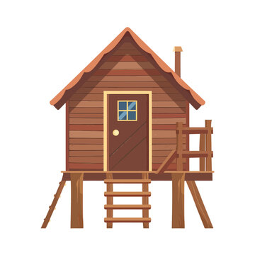 recreational hut vector flat isolated illustration on white background