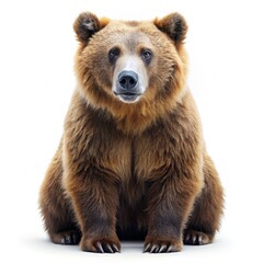 Large Brown Bear Sitting on Top of White Floor. Generative AI