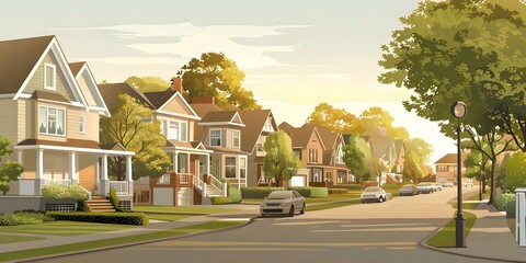 Evolution of Residential Neighborhoods and Housing Trends for Diverse Homeowners. Concept Urbanization, Housing Development, Diverse Communities, Real Estate Trends, Socioeconomic Impact