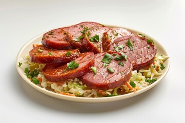 Fototapeta premium Flavorful Grilled Bologna with Tangy BBQ Rub