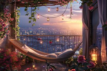 hammock on the beach at sunset