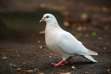 white pigeon on the ground