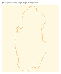 Qatar plain country map. High Details. Outline style. Shape of Qatar. Vector illustration.