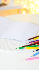 colorful pencils for neurographic drawing on a white background,