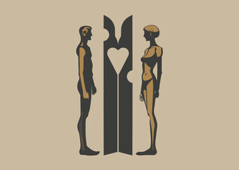 Relationships: Man and a Woman. Minimalistic Vector Illustration_2. 