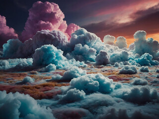 Fantastical land of spun sugar clouds.