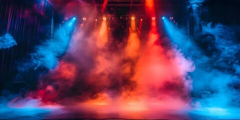 Images with vibrant stage lighting creating dynamic visual effects for entertainment. Concept Vibrant lighting, Dynamic visual effects, Entertainment visuals, Stage photography, Colorful lighting