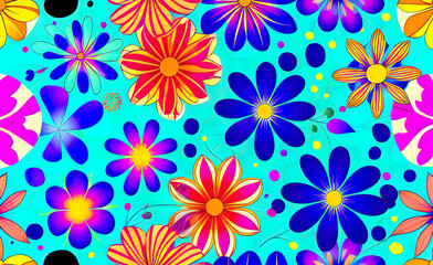 Obraz premium abstract floral seamless pattern, unusual fantasy flowers in pastel colors, background image, glass flowers,