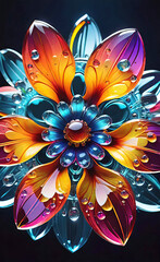 abstract floral seamless pattern, unusual fantasy flowers in pastel colors, background image, glass flowers,